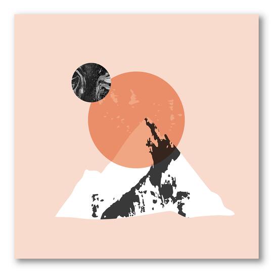 Designart - Modern Minimalist Mountain Sun and Moon